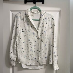 Aritzia Wilfred White Floral Blouse